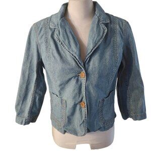 Y2k Jacob Connexion Denim Jean Blazer Jacket 34 Sleeve Light Wash Large